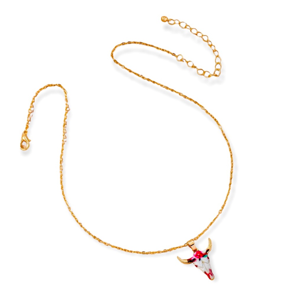 Boho-Style Bull Head Charm Necklace Adjustable